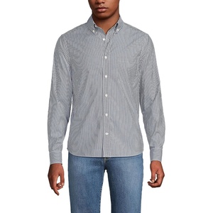 Men’s Traditional Fit Long Sleeve Travel Kit Shirt(Radiant Navy Stripe)
