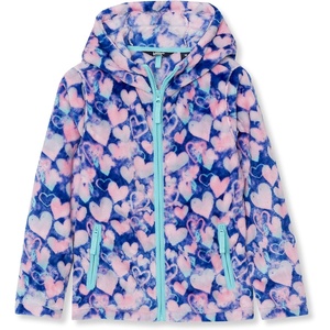 Lands’ End Girls Softest Fleece Jacket(Hearts/Multi/Aruba Blue)