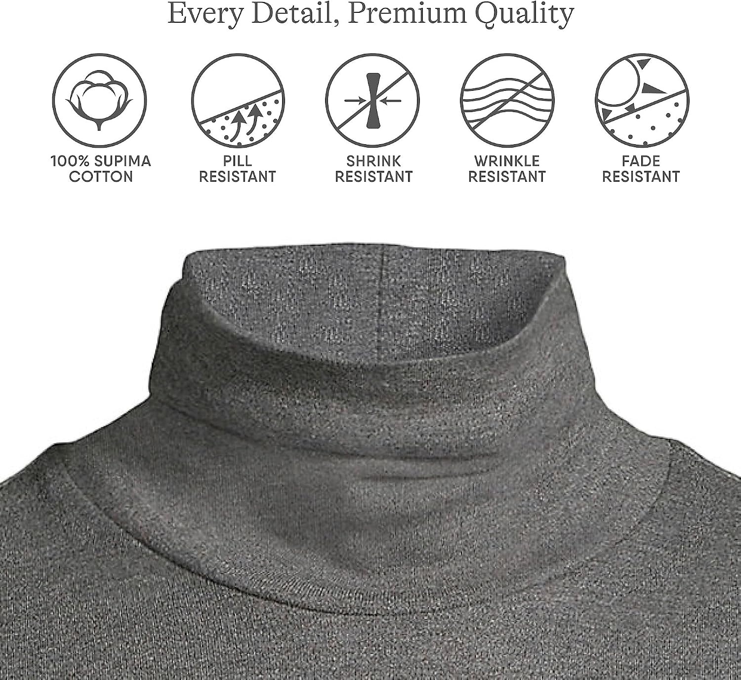 image:imageLands End Womens Supima Cotton TurtleneckCharcoal Heather