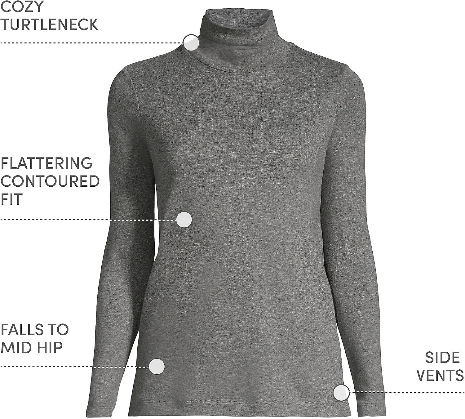 image:imageLands End Womens Supima Cotton TurtleneckCharcoal Heather