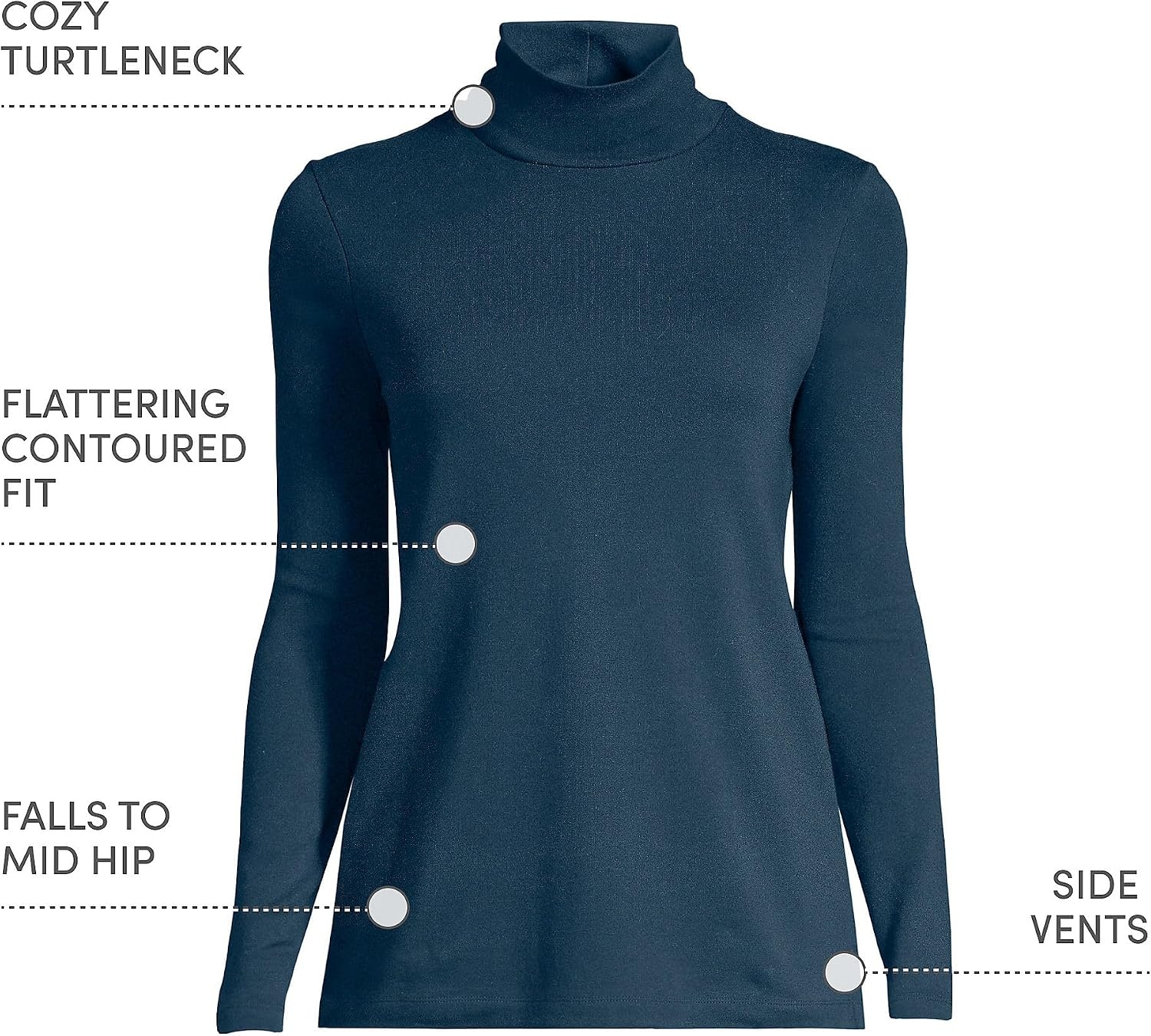 image:imageLands End Womens Supima Cotton TurtleneckRadiant Navy