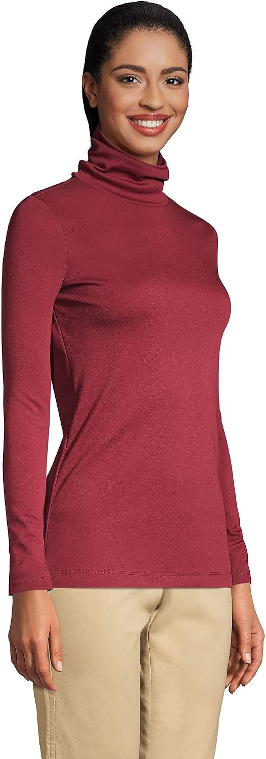 image:imageLands End Womens Supima Cotton TurtleneckRich Burgundy