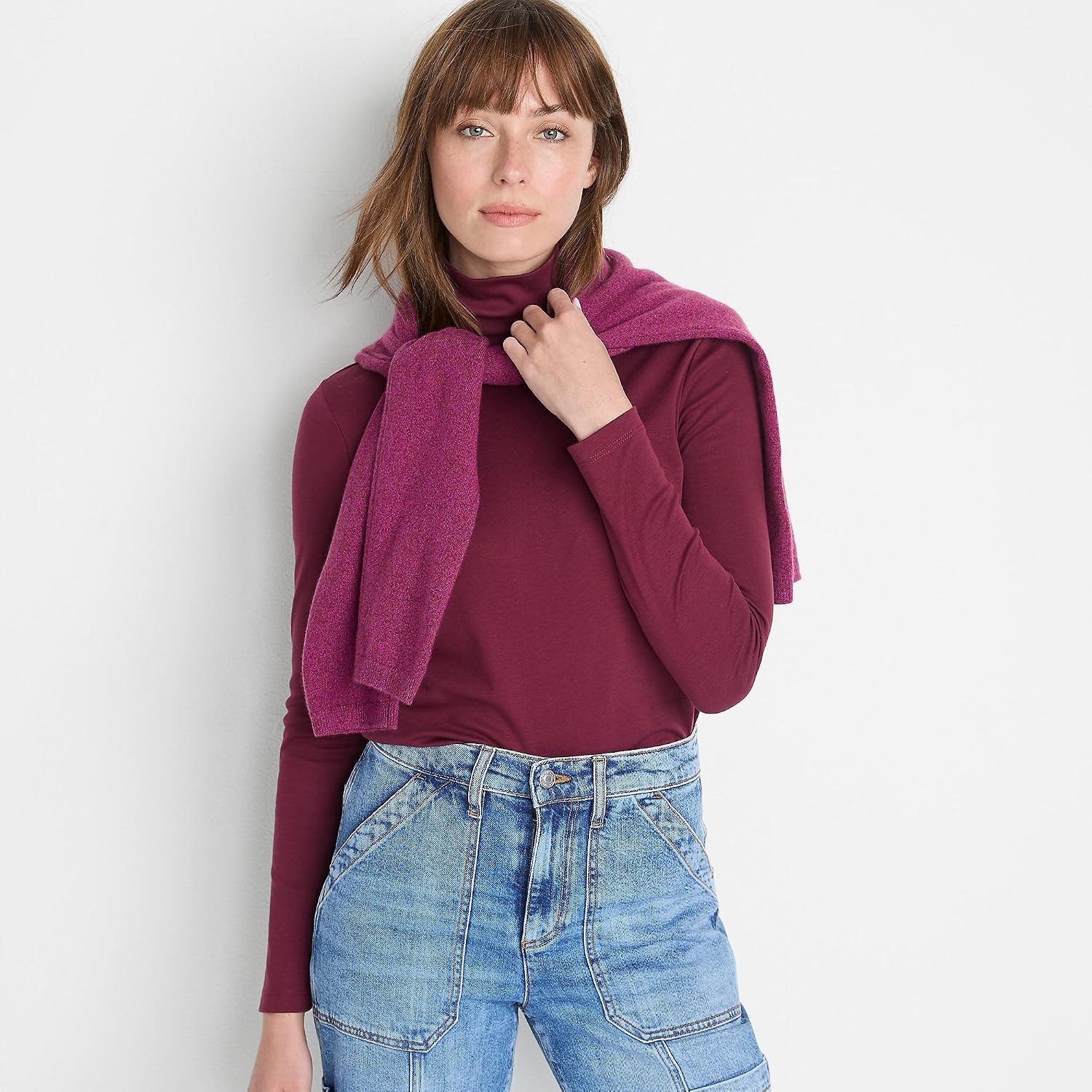image:imageLands End Womens Supima Cotton TurtleneckRich Burgundy
