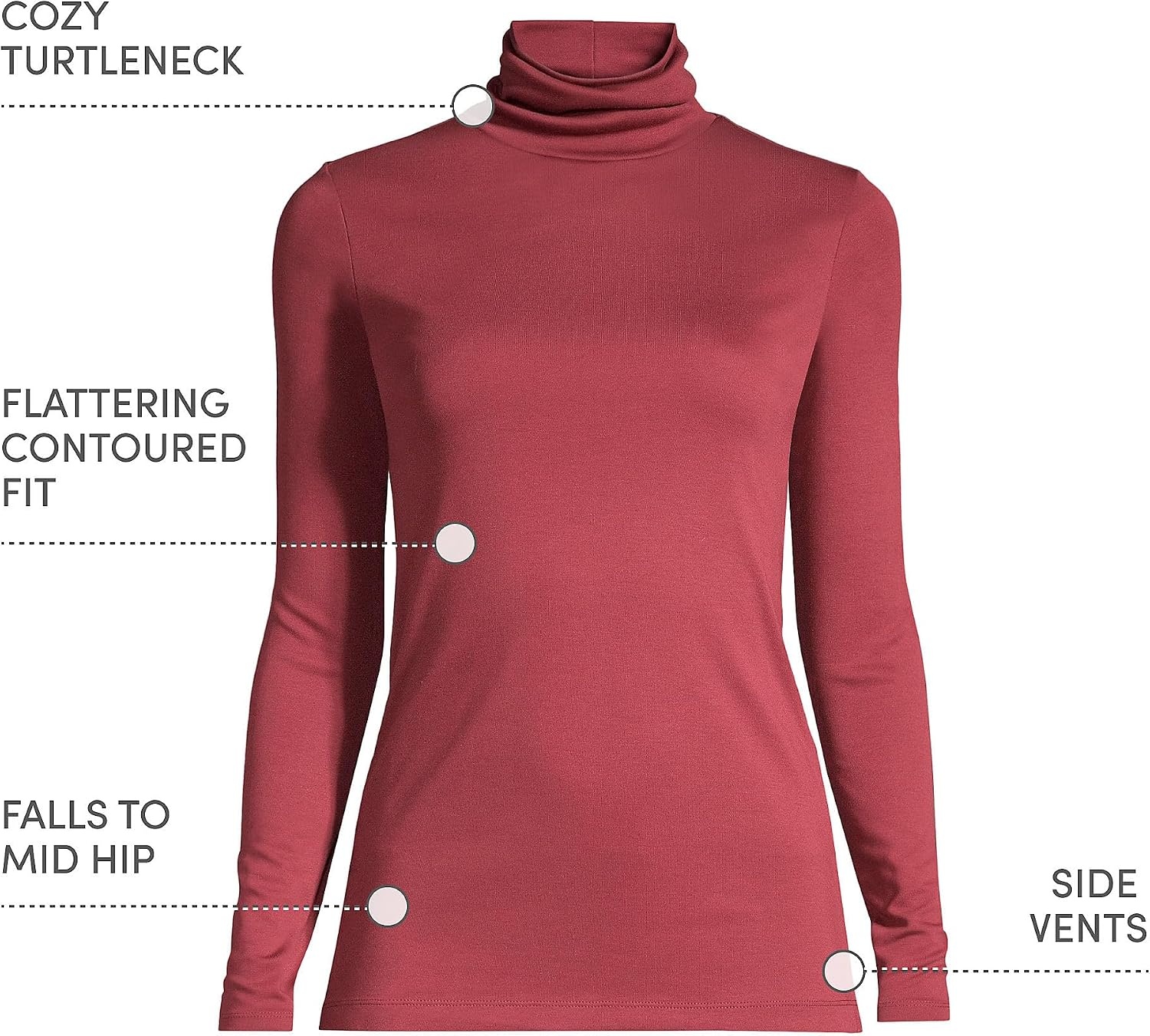 image:imageLands End Womens Supima Cotton TurtleneckRich Burgundy