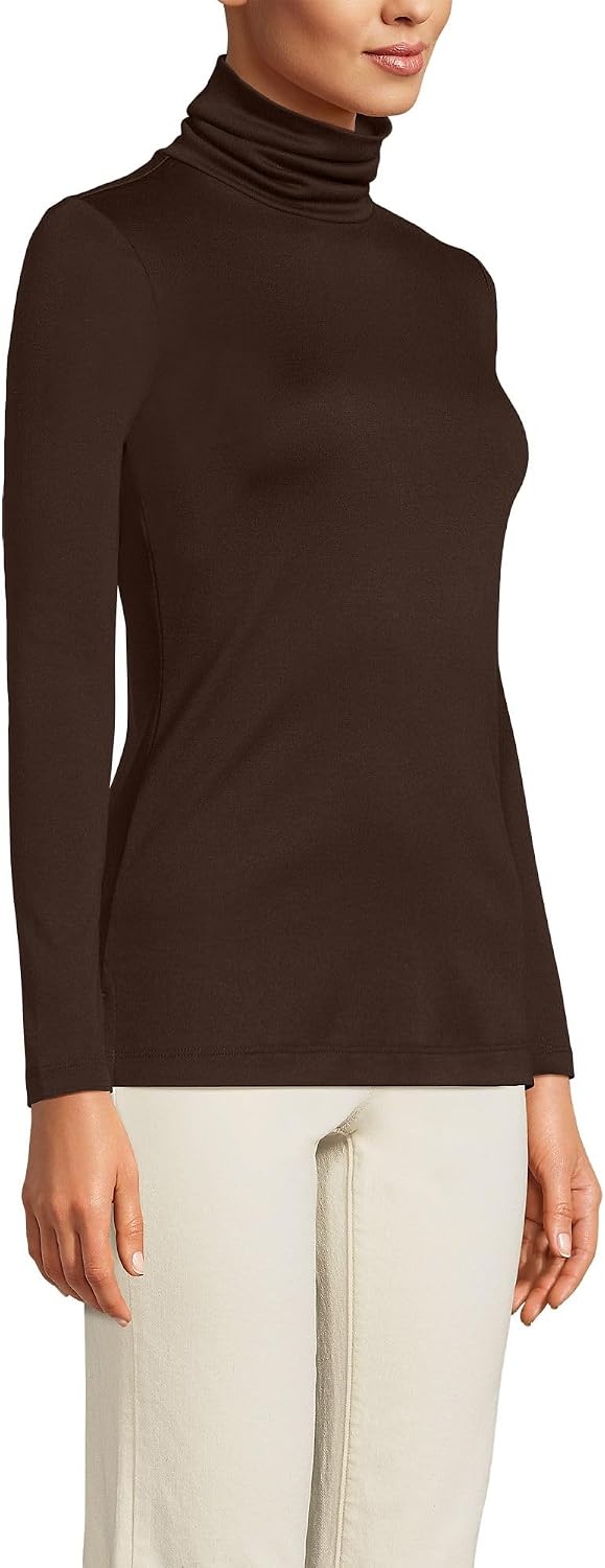image:imageLands End Womens Supima Cotton TurtleneckRich Coffee