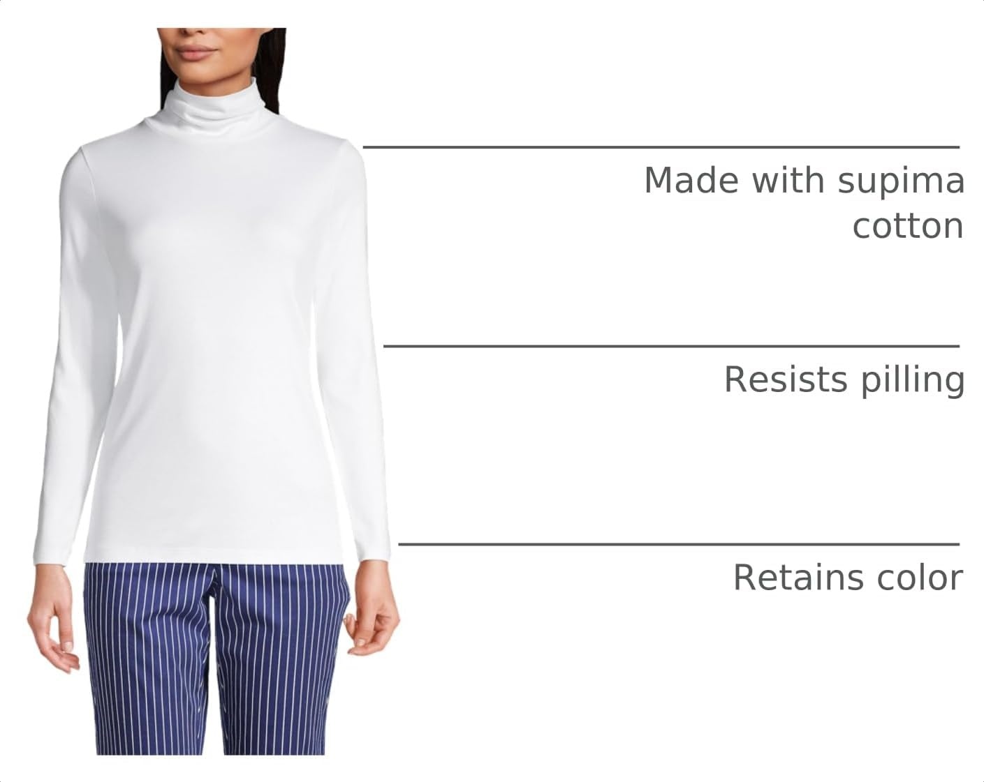 image:imageLands End Womens Supima Cotton TurtleneckWhite