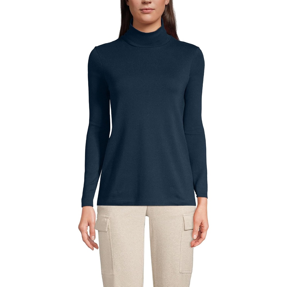 image:imageLands End Womens Supima Cotton TurtleneckRadiant Navy
