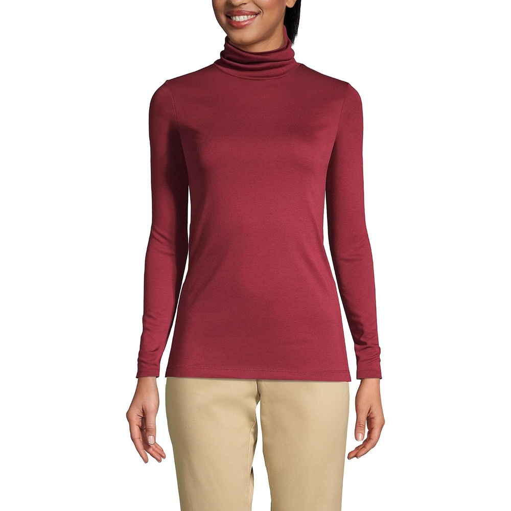 image:imageLands End Womens Supima Cotton TurtleneckRich Burgundy