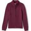 Lands’ End School Uniform Boys Cotton Modal Zip Front Cardigan Sweater(Burgundy)