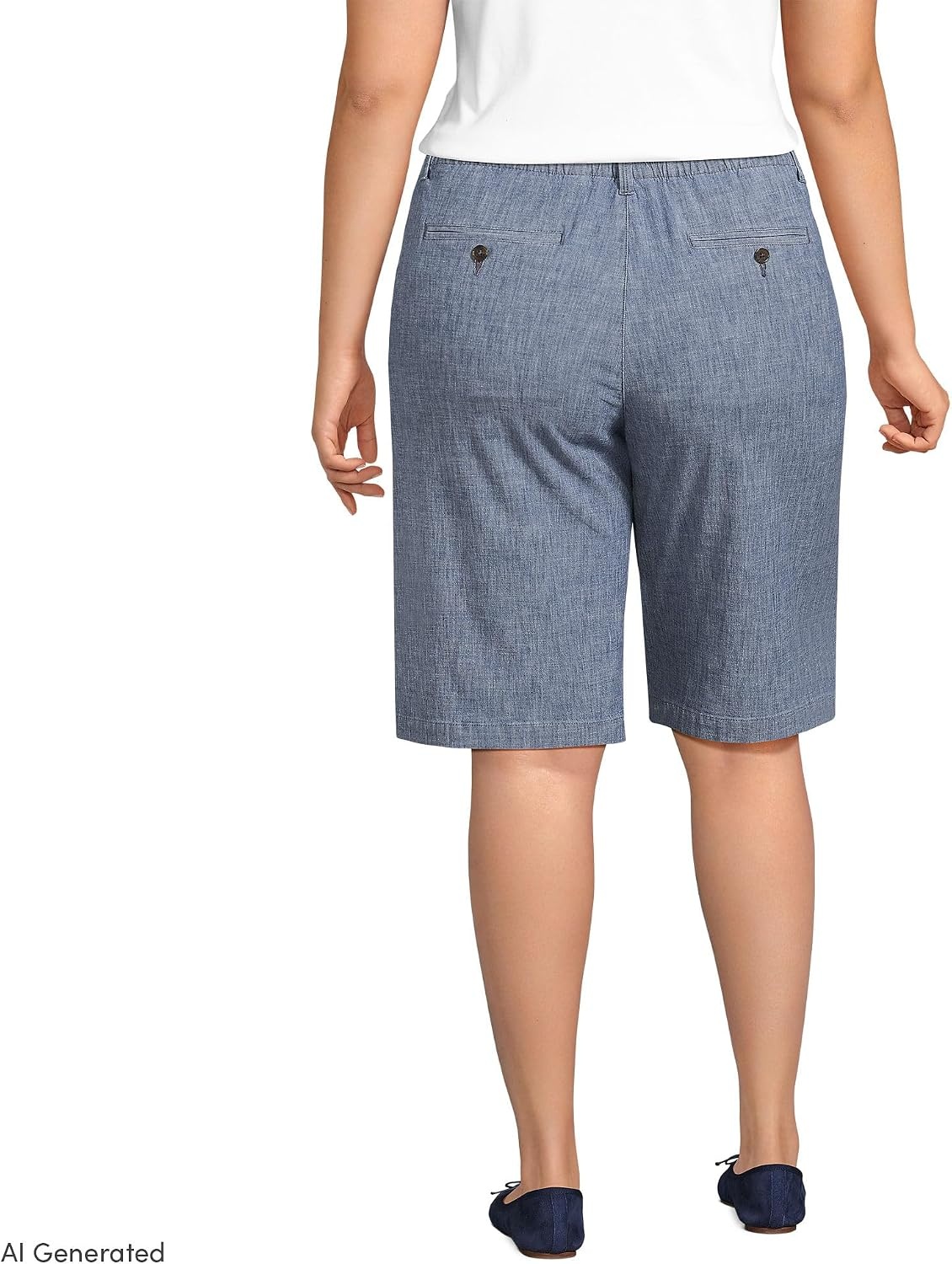 image:imageWomens Elastic Back Classic 12 Chino ShortsEvening Sky Chambray