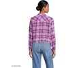 Lands’ End Women’s Cropped Flannel Shirt(Aster Pink/Fuchsia Plum Plaid)