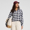 Lands’ End Women’s Cropped Flannel Shirt(Ivory Latte/Navy Buffalo Plaid)