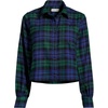 Lands’ End Women’s Cropped Flannel Shirt(Liberty Blue/Pine Blackwatch)