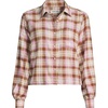 Lands’ End Women’s Cropped Flannel Shirt(Rich Ginger/Aster Pink Plaid)