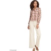 Lands’ End Women’s Cropped Flannel Shirt(Rich Ginger/Aster Pink Plaid)