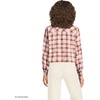 Lands’ End Women’s Cropped Flannel Shirt(Rich Ginger/Aster Pink Plaid)