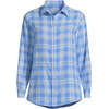 Lands’ End Women’s Flannel Boyfriend Fit Long Sleeve Shirt(Blue/Ivory Plaid)