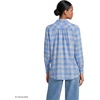 Lands’ End Women’s Flannel Boyfriend Fit Long Sleeve Shirt(Blue/Ivory Plaid)