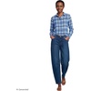 Lands’ End Women’s Flannel Boyfriend Fit Long Sleeve Shirt(Bright French Blue Plaid)