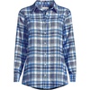 Lands’ End Women’s Flannel Boyfriend Fit Long Sleeve Shirt(Bright French Blue Plaid)