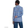 Lands’ End Women’s Flannel Boyfriend Fit Long Sleeve Shirt(Bright French Blue Plaid)