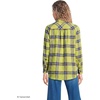 Lands’ End Women’s Flannel Boyfriend Fit Long Sleeve Shirt(Chartreuse Multi Plaid)