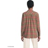 Lands’ End Women’s Flannel Boyfriend Fit Long Sleeve Shirt(Olive/Nautical Red Plaid)