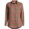 Lands’ End Women’s Flannel Boyfriend Fit Long Sleeve Shirt(Olive/Nautical Red Plaid)