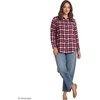 Lands’ End Women’s Flannel Boyfriend Fit Long Sleeve Shirt(Rich Burgundy/Ivory Plaid)