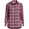Lands’ End Women’s Flannel Boyfriend Fit Long Sleeve Shirt(Rich Burgundy/Ivory Plaid)