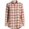 Lands’ End Women’s Flannel Boyfriend Fit Long Sleeve Shirt(Rich Ginger/Aster Pink Plaid)