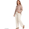 Lands’ End Women’s Flannel Boyfriend Fit Long Sleeve Shirt(Rich Ginger/Aster Pink Plaid)