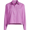 Women’s No Iron Boxy Cropped Shirt(Aster Pink Triple Stripe)