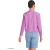 Women’s No Iron Boxy Cropped Shirt(Aster Pink Triple Stripe)