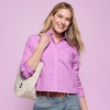 Women’s No Iron Boxy Cropped Shirt(Aster Pink Triple Stripe)