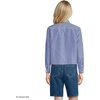 Women’s No Iron Boxy Cropped Shirt(Sapphire Gem Thin Stripes)