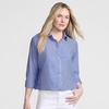 Women’s No Iron Boxy Cropped Shirt(Sapphire Gem Thin Stripes)