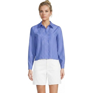Women’s No Iron Boxy Cropped Shirt(Pale French Blue)
