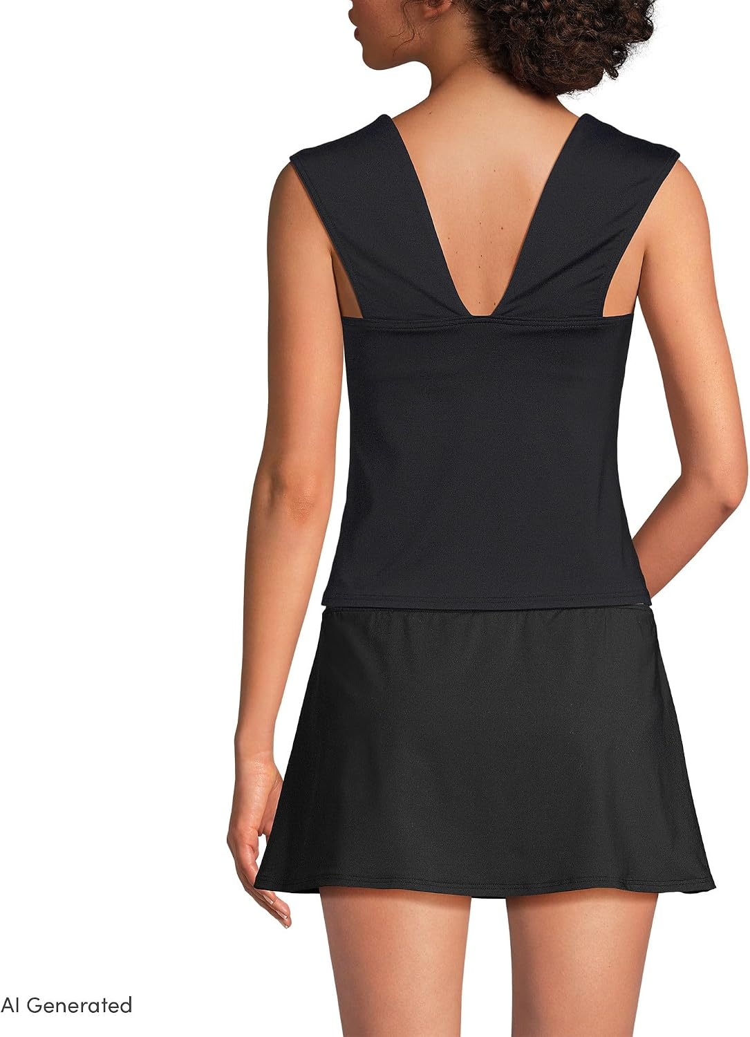 image:imageWomens Square Neck Underwire Square Back Tankini Swimsuit TopBlack