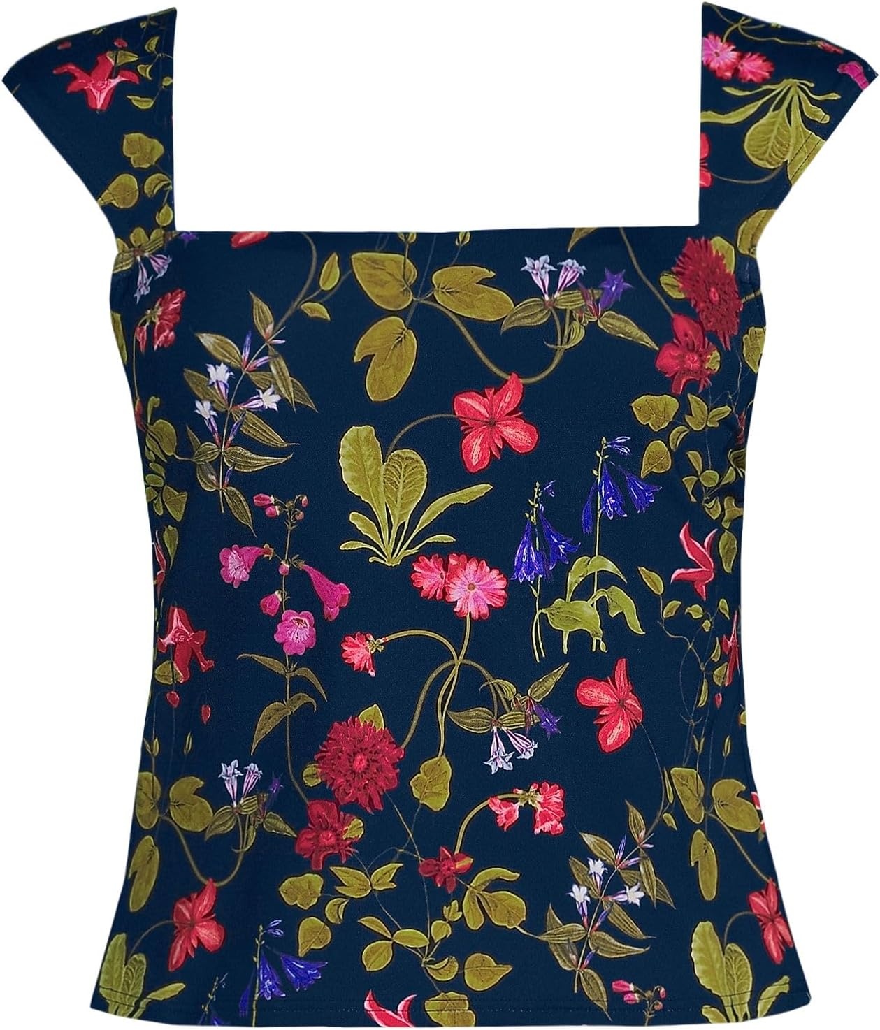 image:imageWomens Square Neck Underwire Square Back Tankini Swimsuit TopDeep Sea Multi Garden Floral