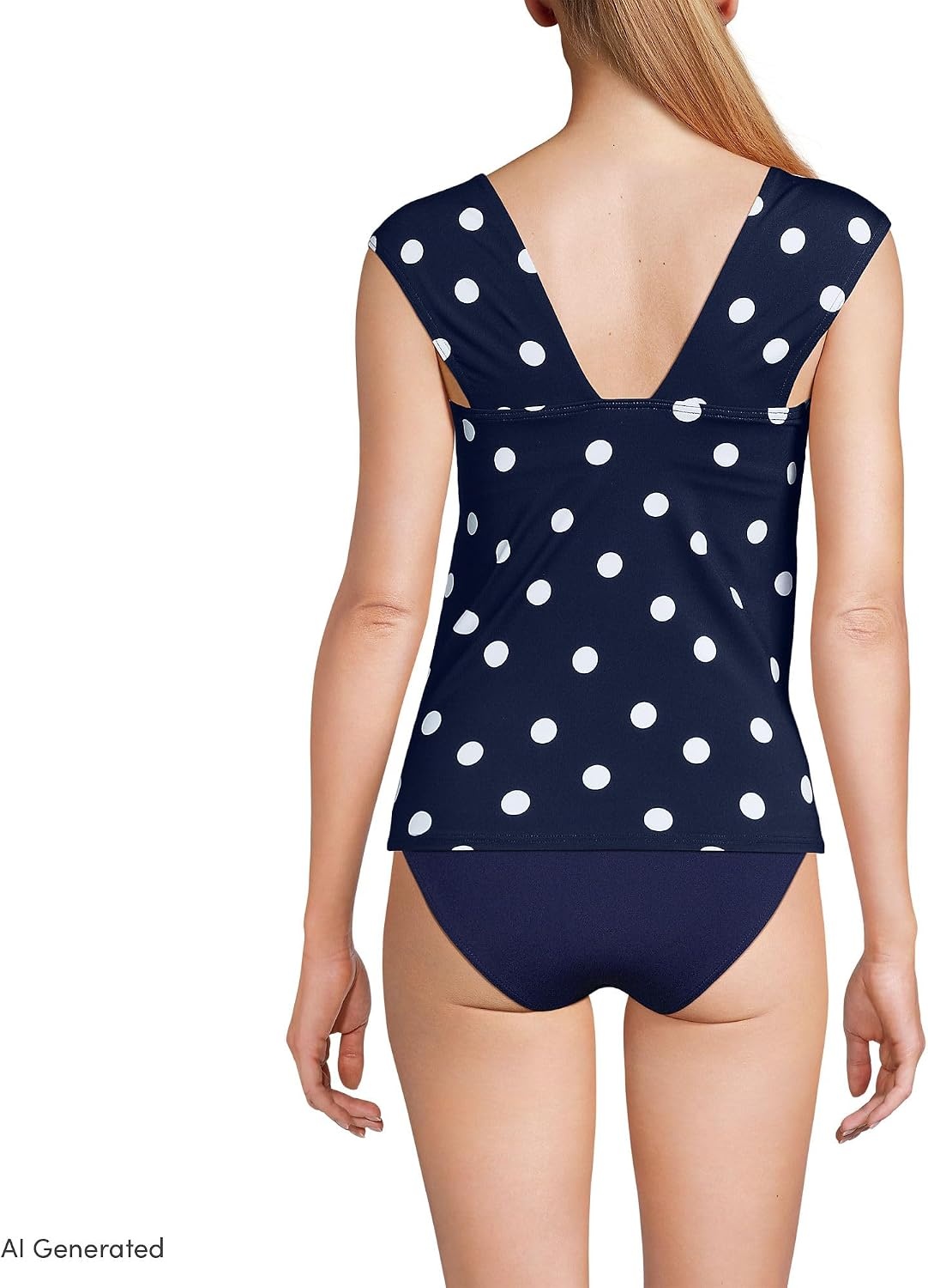 image:imageWomens Square Neck Underwire Square Back Tankini Swimsuit TopDeep Sea Navy Polka Dot