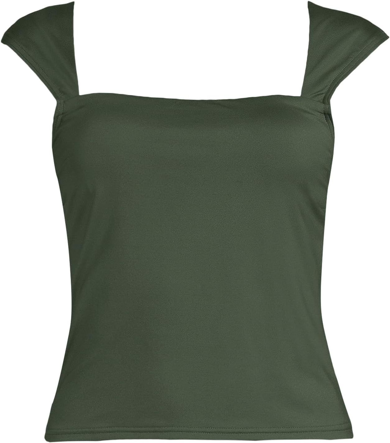 image:imageWomens Square Neck Underwire Square Back Tankini Swimsuit TopRich Olive Green