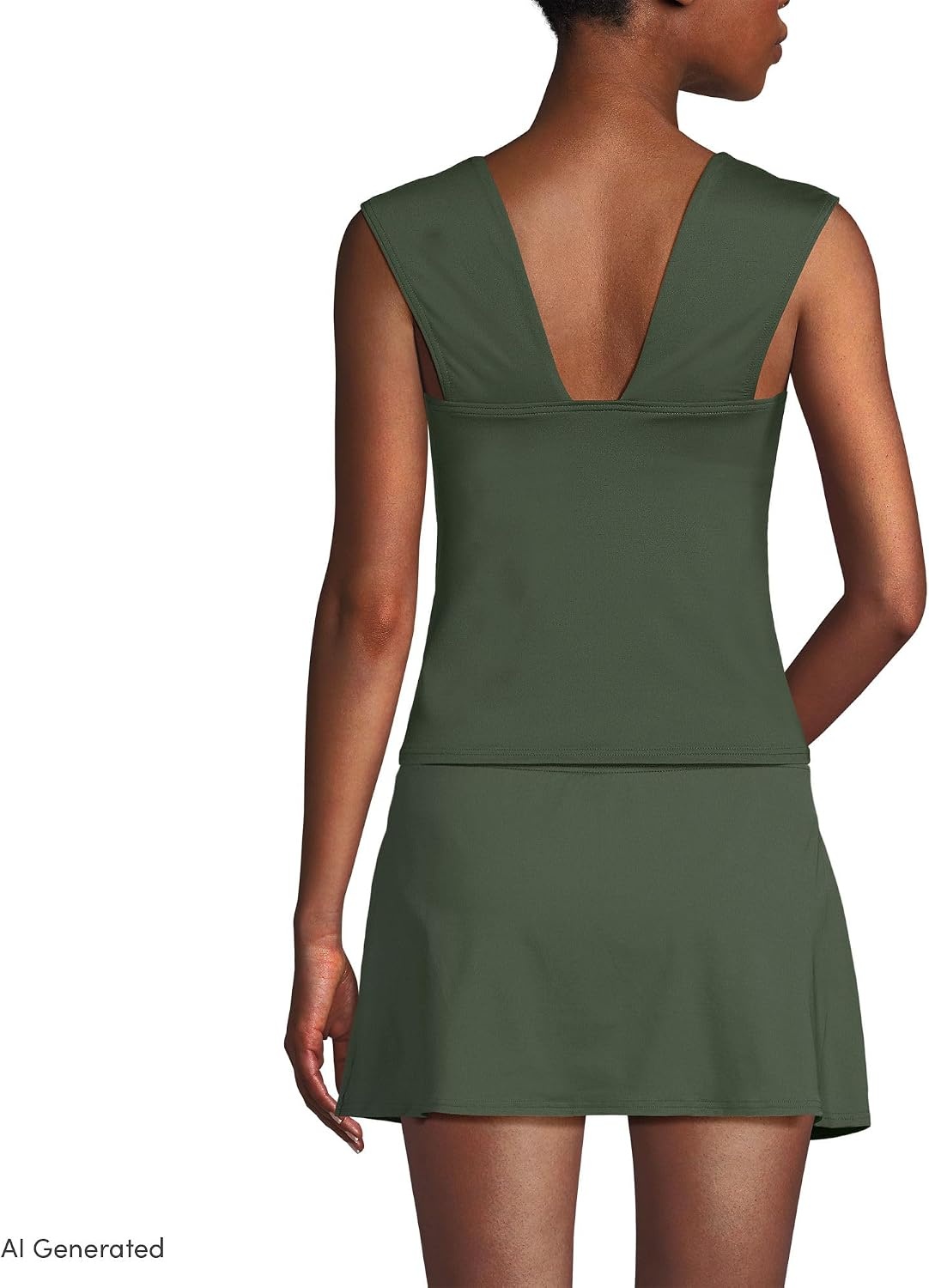 image:imageWomens Square Neck Underwire Square Back Tankini Swimsuit TopRich Olive Green