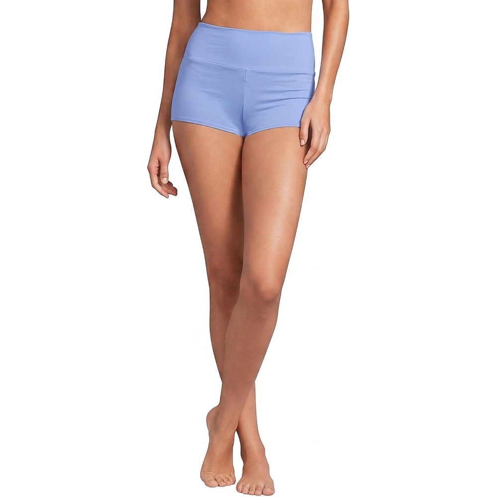image:imageLands End Womens Tugless High Waisted Swim Boy ShortsSoft Cloud Blue