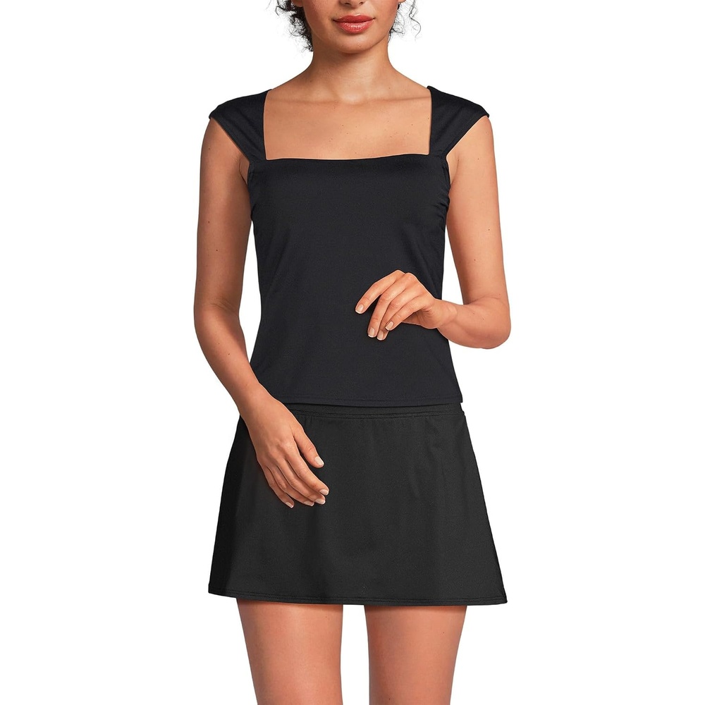 image:imageWomens Square Neck Underwire Square Back Tankini Swimsuit TopBlack