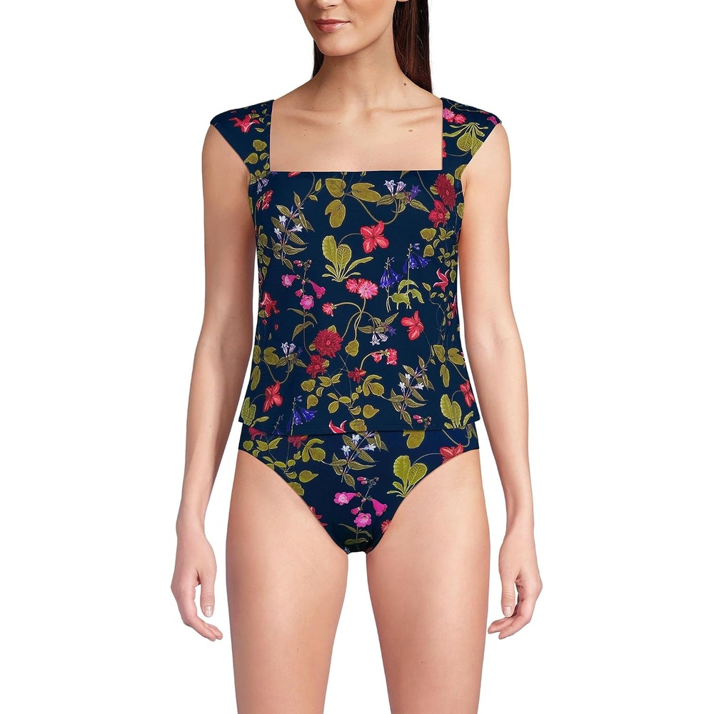 image:imageWomens Square Neck Underwire Square Back Tankini Swimsuit TopDeep Sea Multi Garden Floral