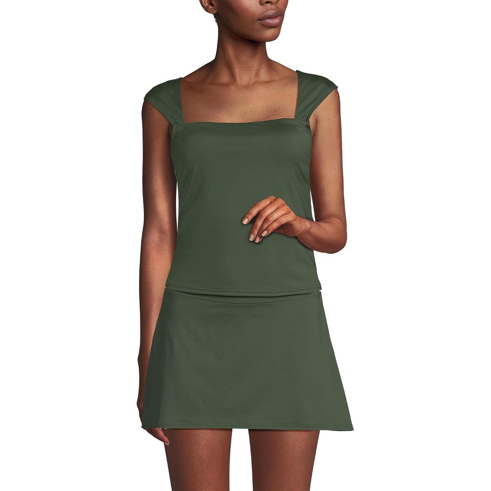 image:imageWomens Square Neck Underwire Square Back Tankini Swimsuit TopRich Olive Green