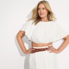 Women’s Cotton Gauze Dolman Sleeve Crop Cover Up Top(Chalk White)