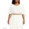 Women’s Cotton Gauze Dolman Sleeve Crop Cover Up Top(Chalk White)