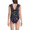 Womens Square Neck Underwire Square Back Tankini Swimsuit Top(Deep Sea Multi Garden Floral)